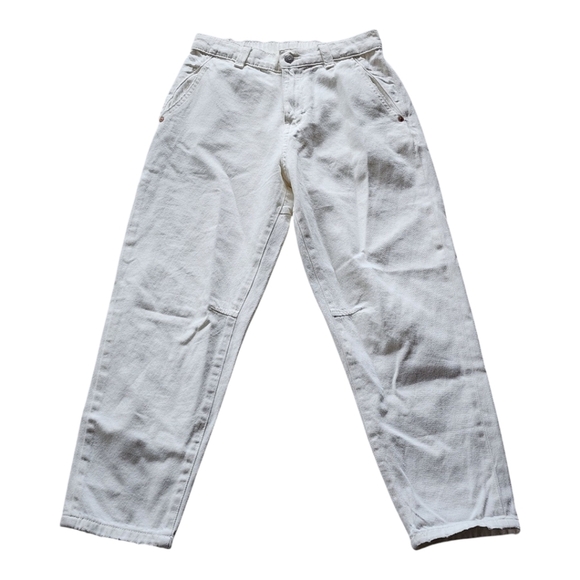Zara Kids DNM Edition White Denim Pants 100% Cotton Relaxed Fit Casual  13-14 - Picture 1 of 7
